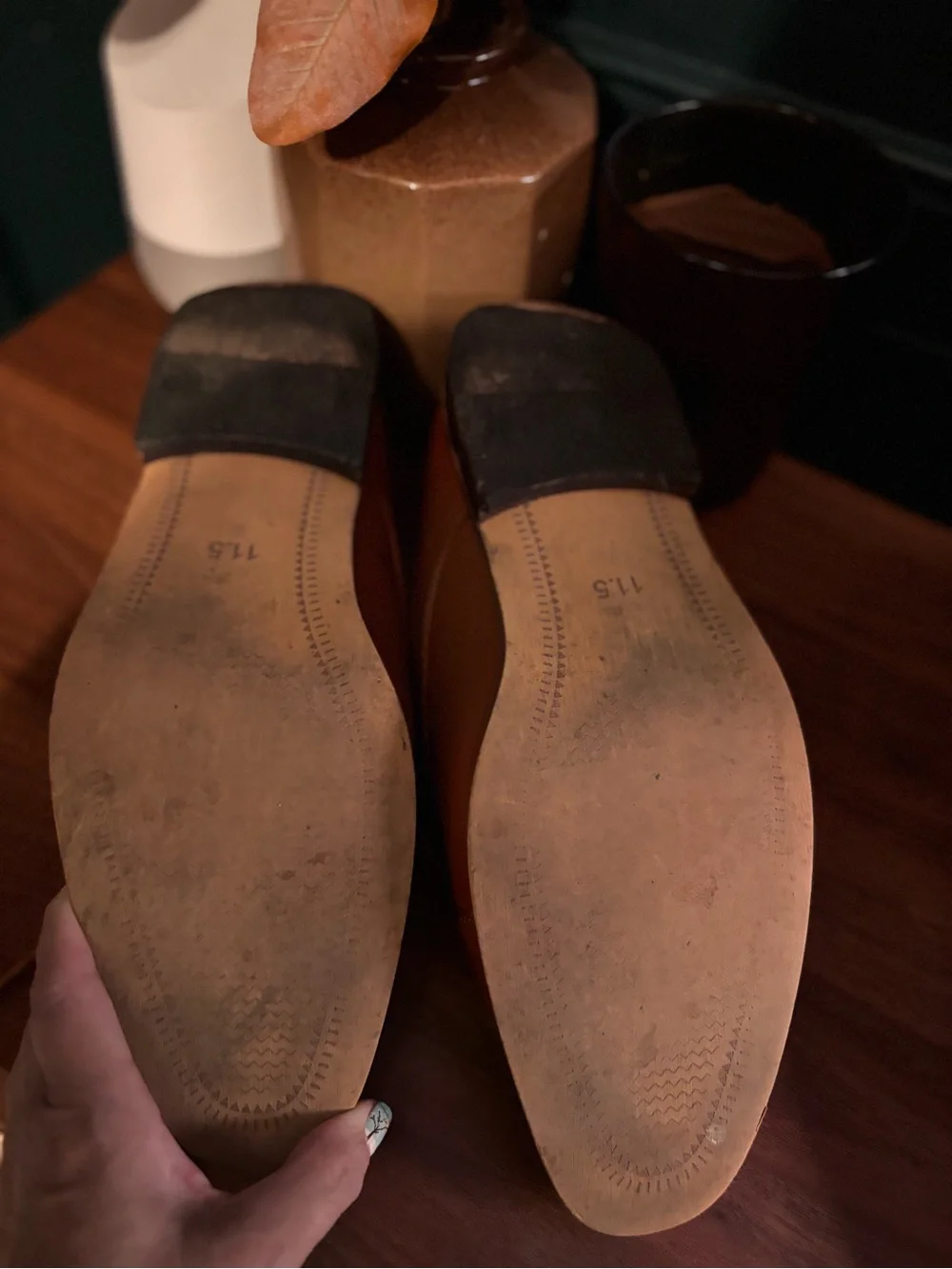 Vostey Men's Cognac Leather Derby Shoes Leather Made in Italy size 11.5